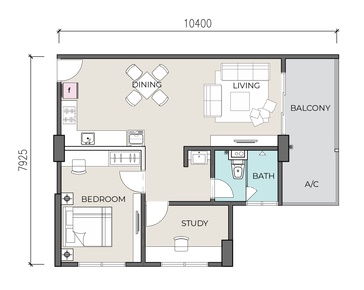 Type B2 - 788 sq ft